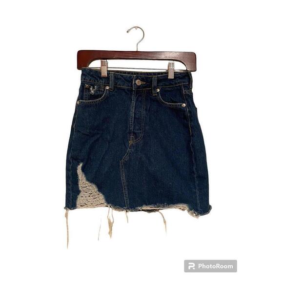 &Denim Destressed Jean Skirt Sz.2 - Picture 1 of 3